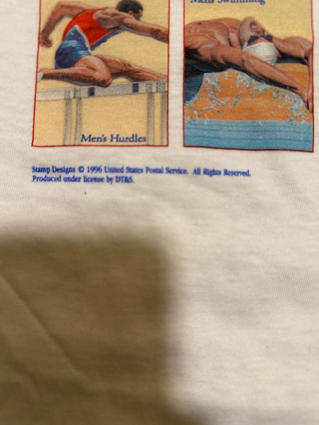 Vintage 1996 Atlanta Summer Olympics USPS Stamps Graphic T-Shirt 4