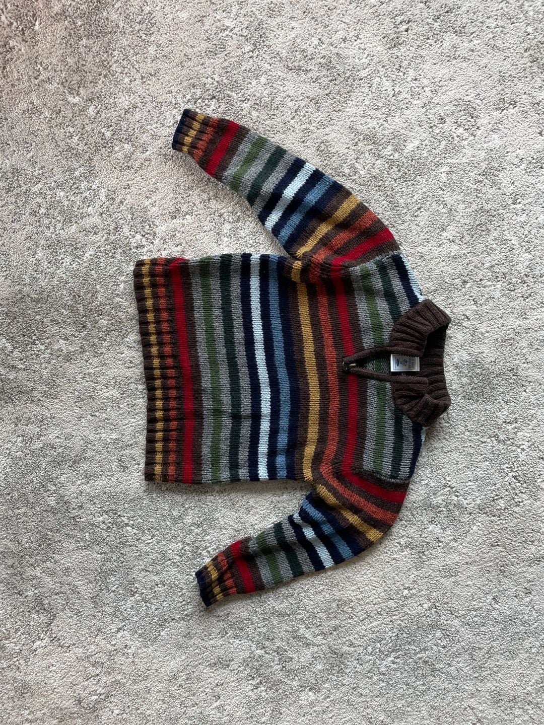Old Navy Toddler 4T Multicolor Striped Quarter-Zip Wool Blend Sweater 2