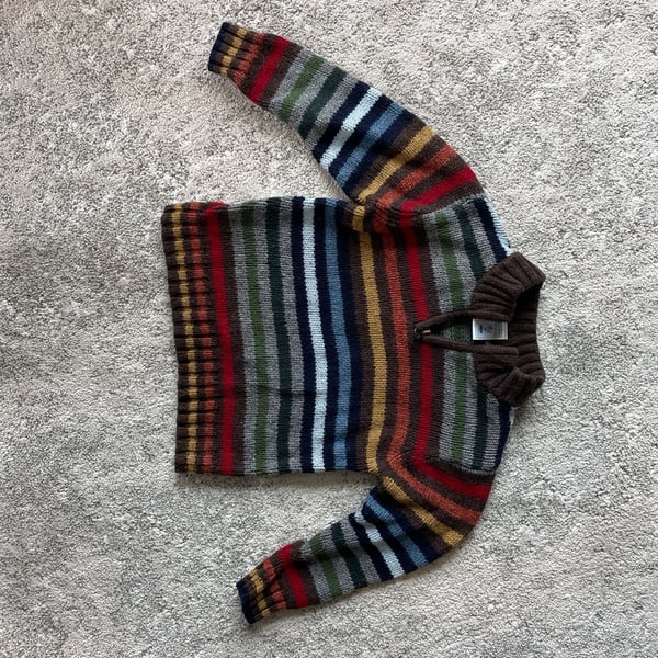 Old Navy Toddler 4T Multicolor Striped Quarter-Zip Wool Blend Sweater
