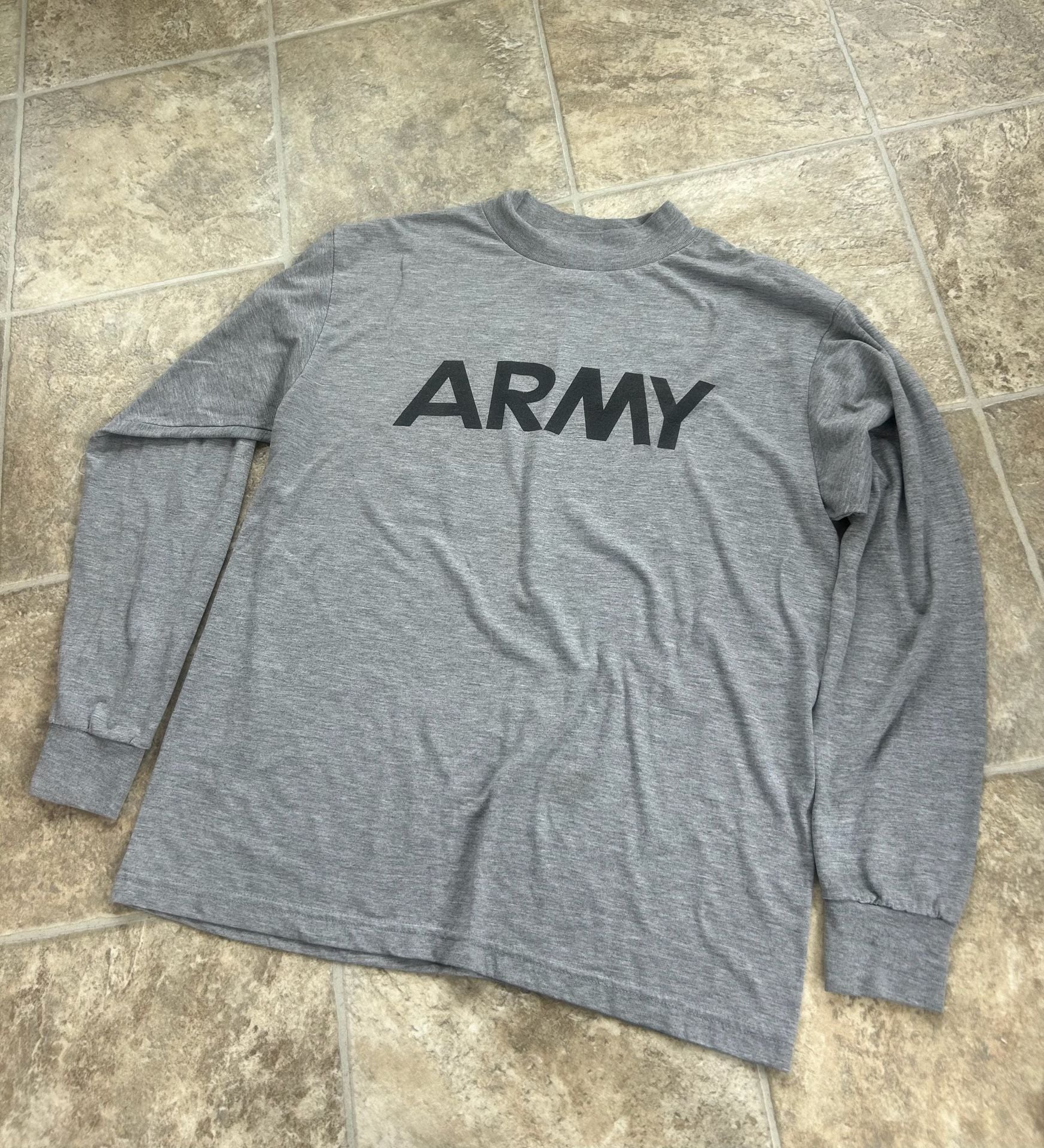 Vintage US Army IPFU Physical Training Gray Long Sleeve Mock Neck Shirt Size M 2