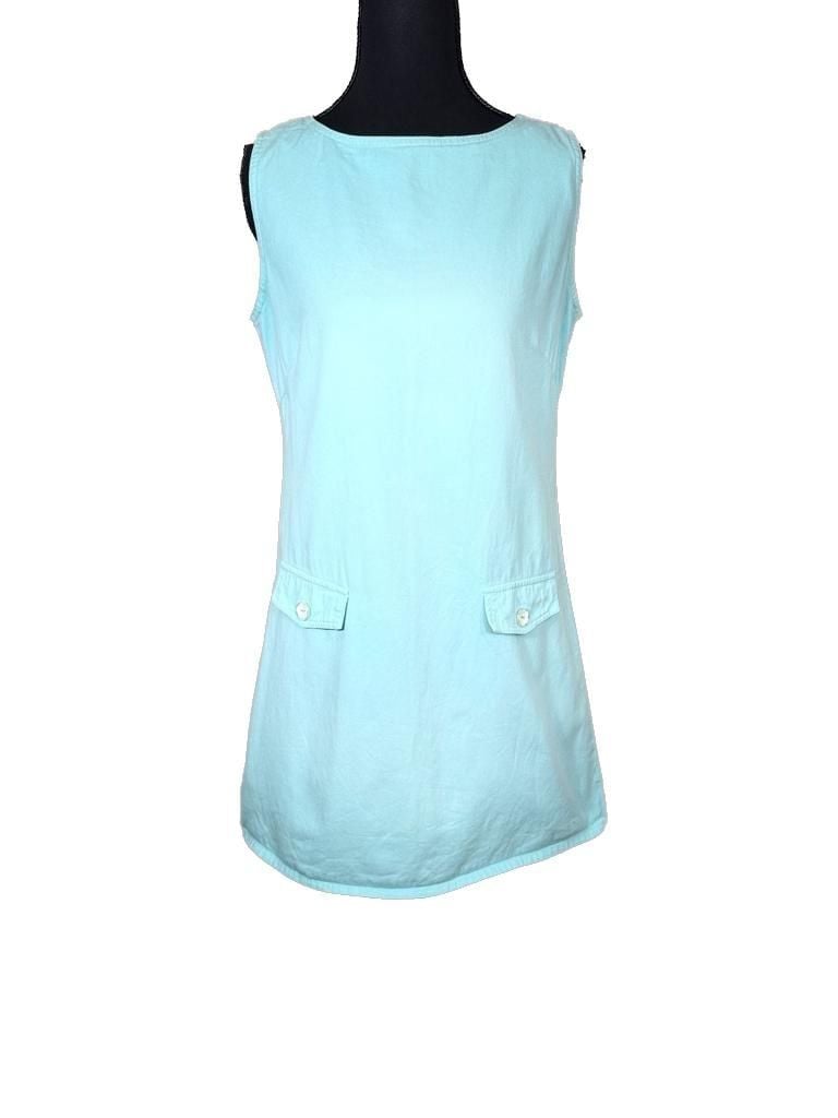 N2 Not Guilty Vintage Aqua Blue Cotton Sleeveless Shift Dress Size 5/6 2