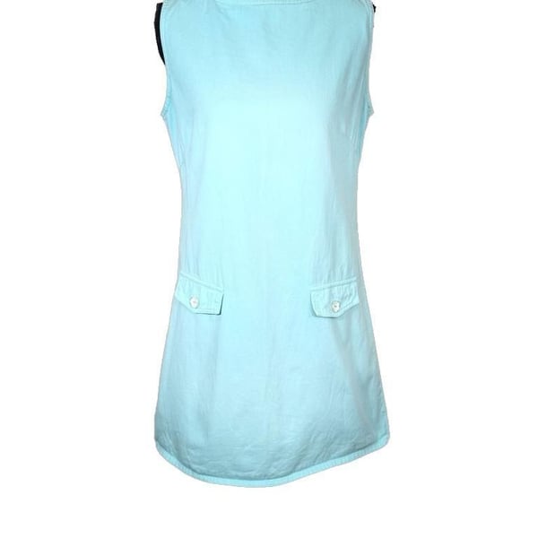 N2 Not Guilty Vintage Aqua Blue Cotton Sleeveless Shift Dress Size 5/6