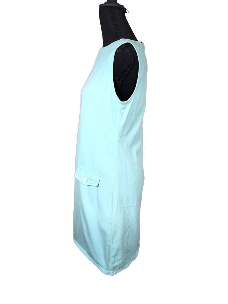 N2 Not Guilty Vintage Aqua Blue Cotton Sleeveless Shift Dress Size 5/6 4