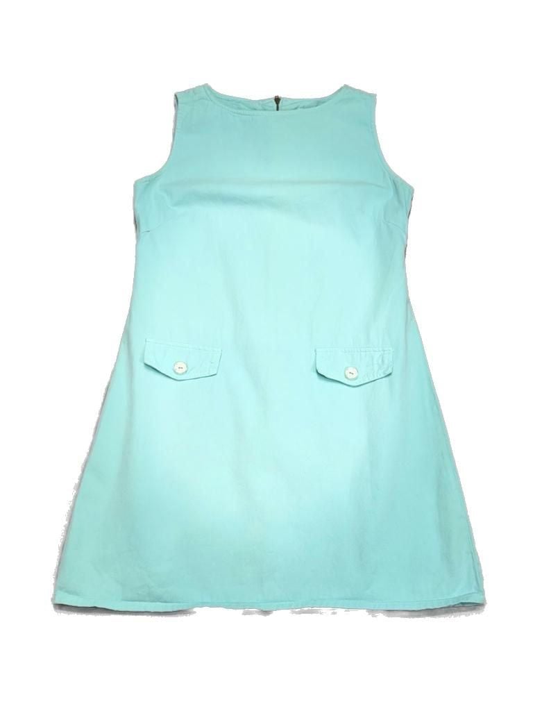 N2 Not Guilty Vintage Aqua Blue Cotton Sleeveless Shift Dress Size 5/6 8