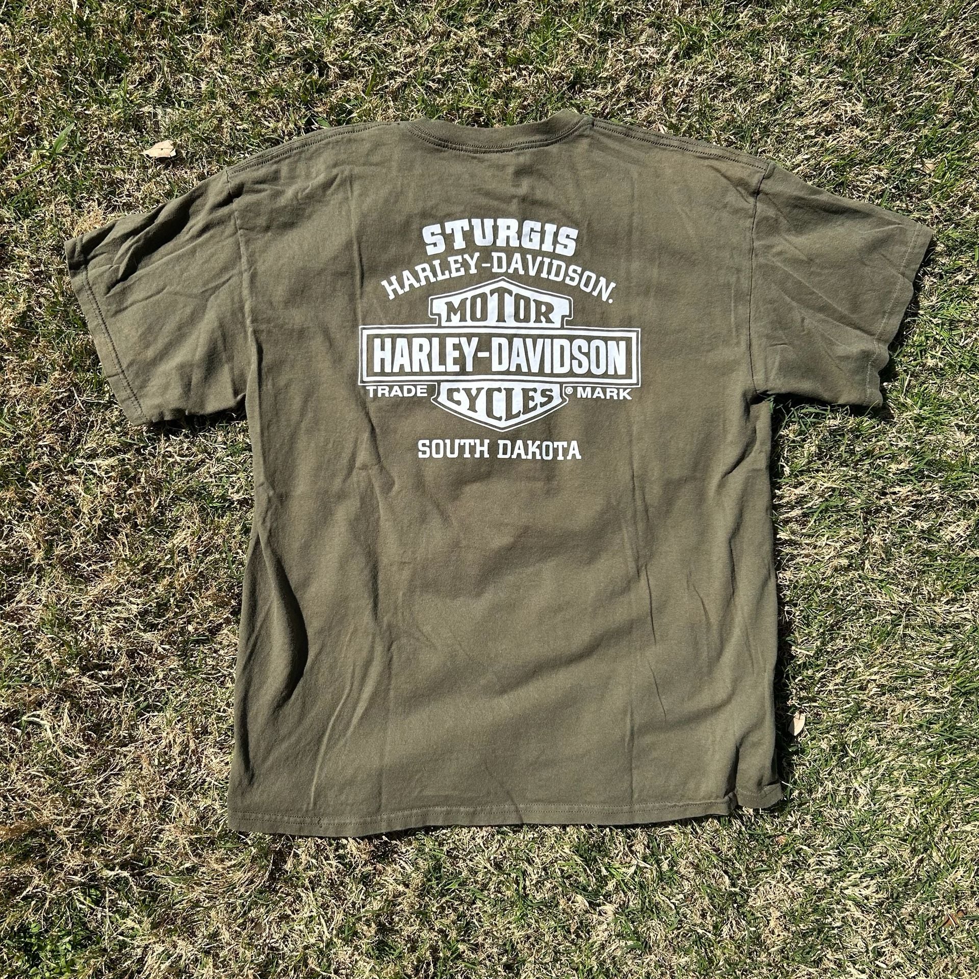Harley-Davidson Sturgis South Dakota Military Green Skull Graphics T-Shirt XL 3