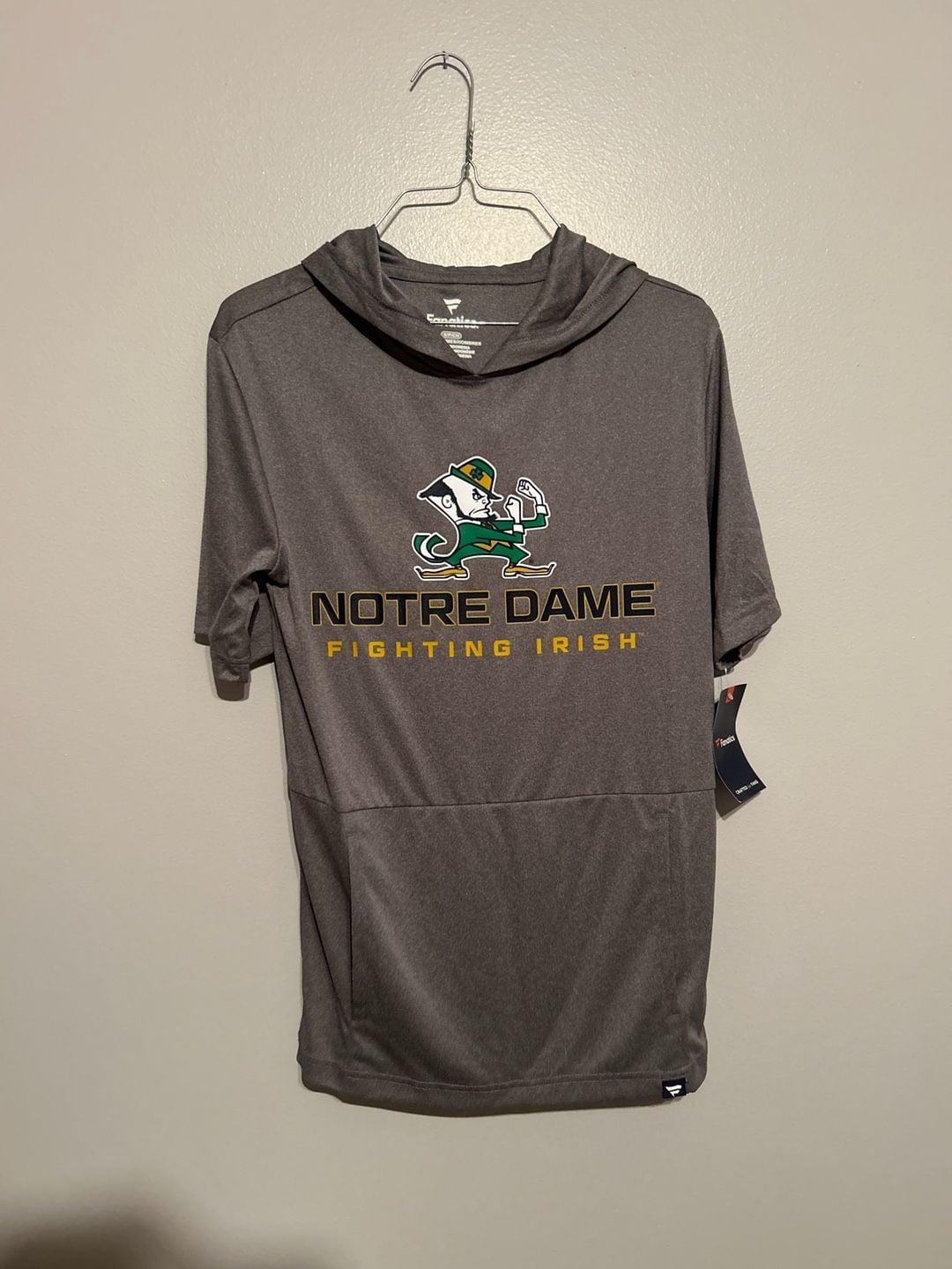 Notre Dame Fighting Irish Fanatics Grey Short Sleeve Hoodie T-Shirt 2