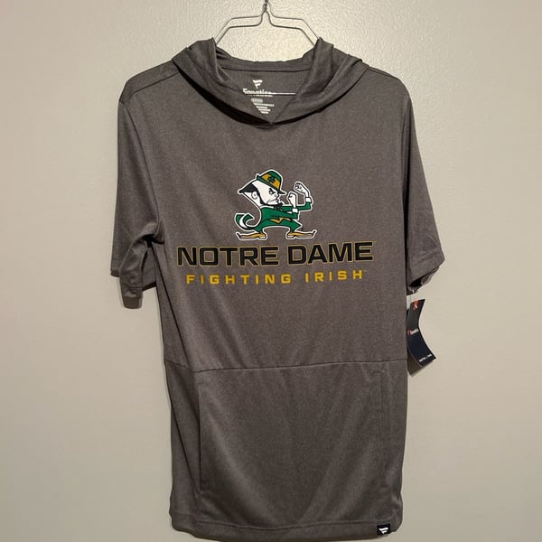 Notre Dame Fighting Irish Fanatics Grey Short Sleeve Hoodie T-Shirt