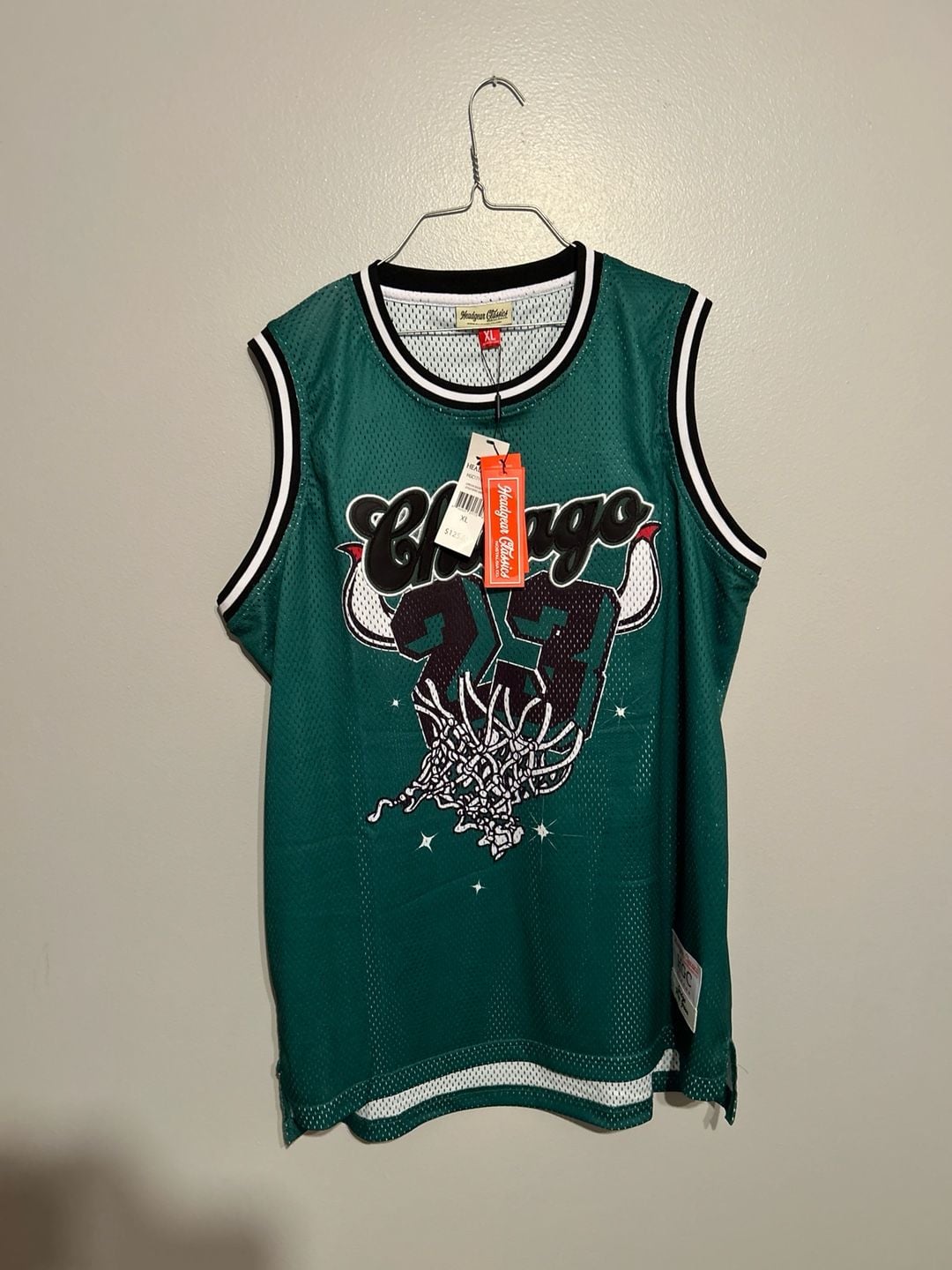 Headgear Classics Nostalgia Co. Jordan #23 Pine Green Chicago Basketball Jersey 2