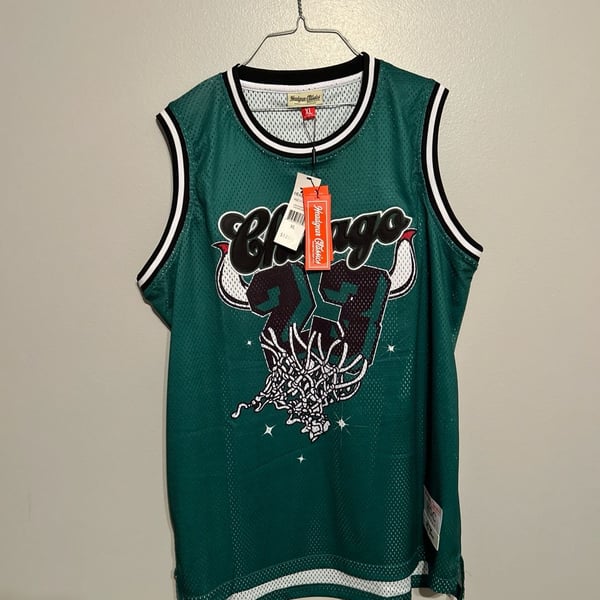 Headgear Classics Nostalgia Co. Jordan #23 Pine Green Chicago Basketball Jersey