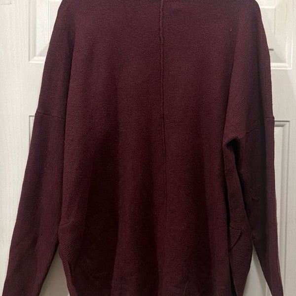 Loft Burgundy Ribbed Mock 