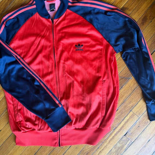 Vintage 80s Adidas ATP Keyrolan Track Jacket Red Blue Trefoil