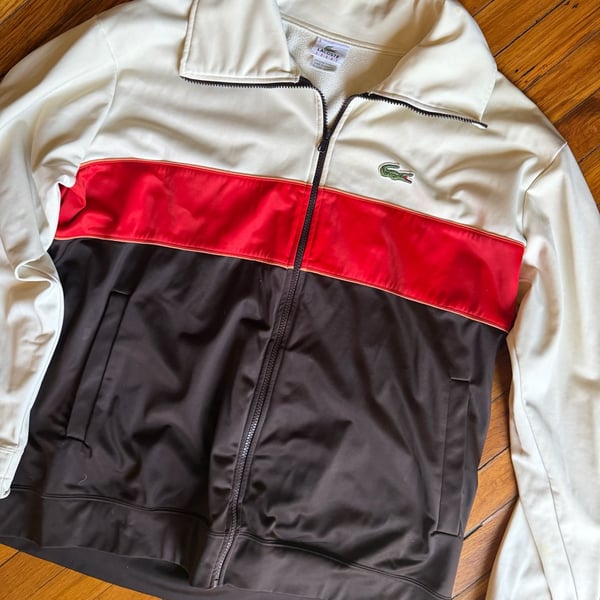 Vintage Lacoste Sport Colorblock Full-Zip Track Jacket Navy Red White