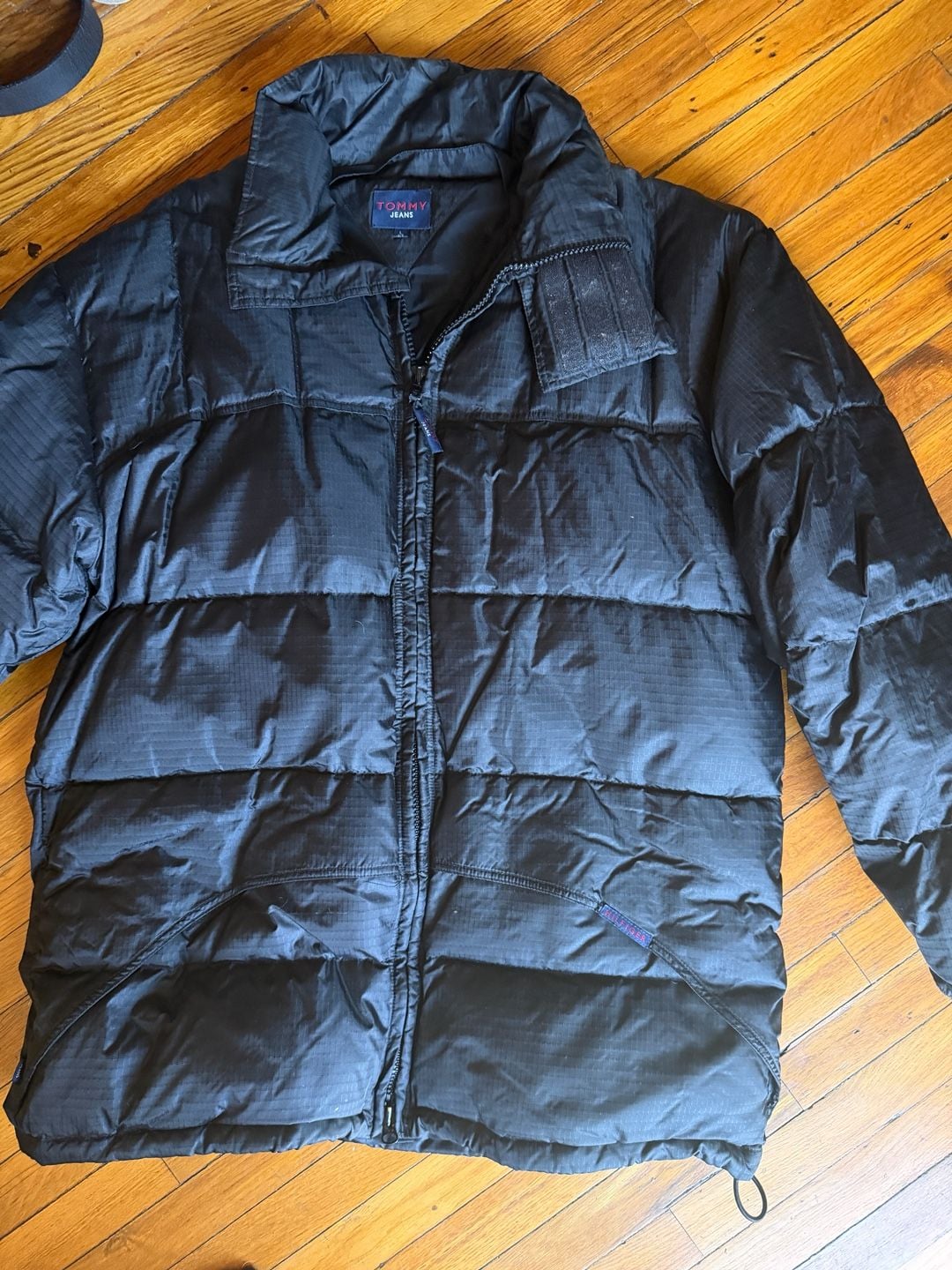 Vintage Tommy Jeans Ripstop Puffer Jacket Black Size Large 2