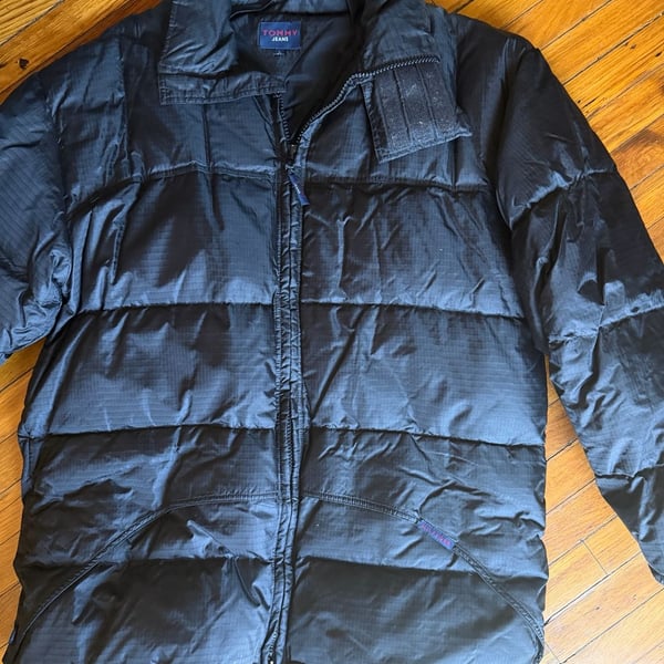 Vintage Tommy Jeans Ripstop Puffer Jacket Black Size Large