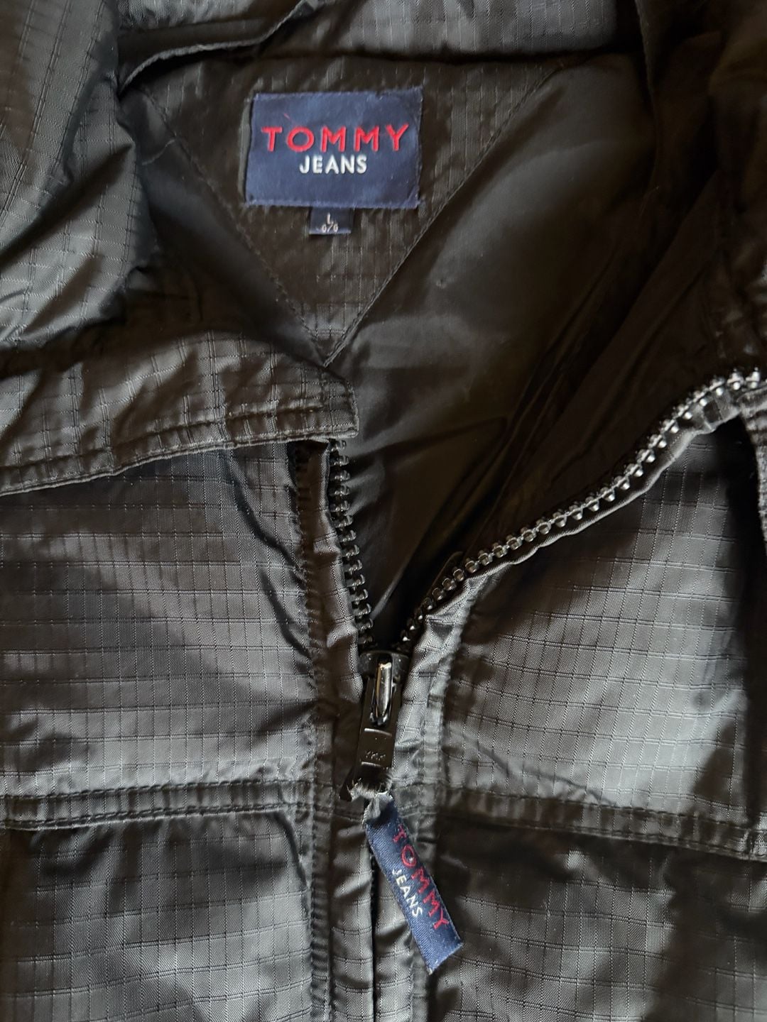 Vintage Tommy Jeans Ripstop Puffer Jacket Black Size Large 3