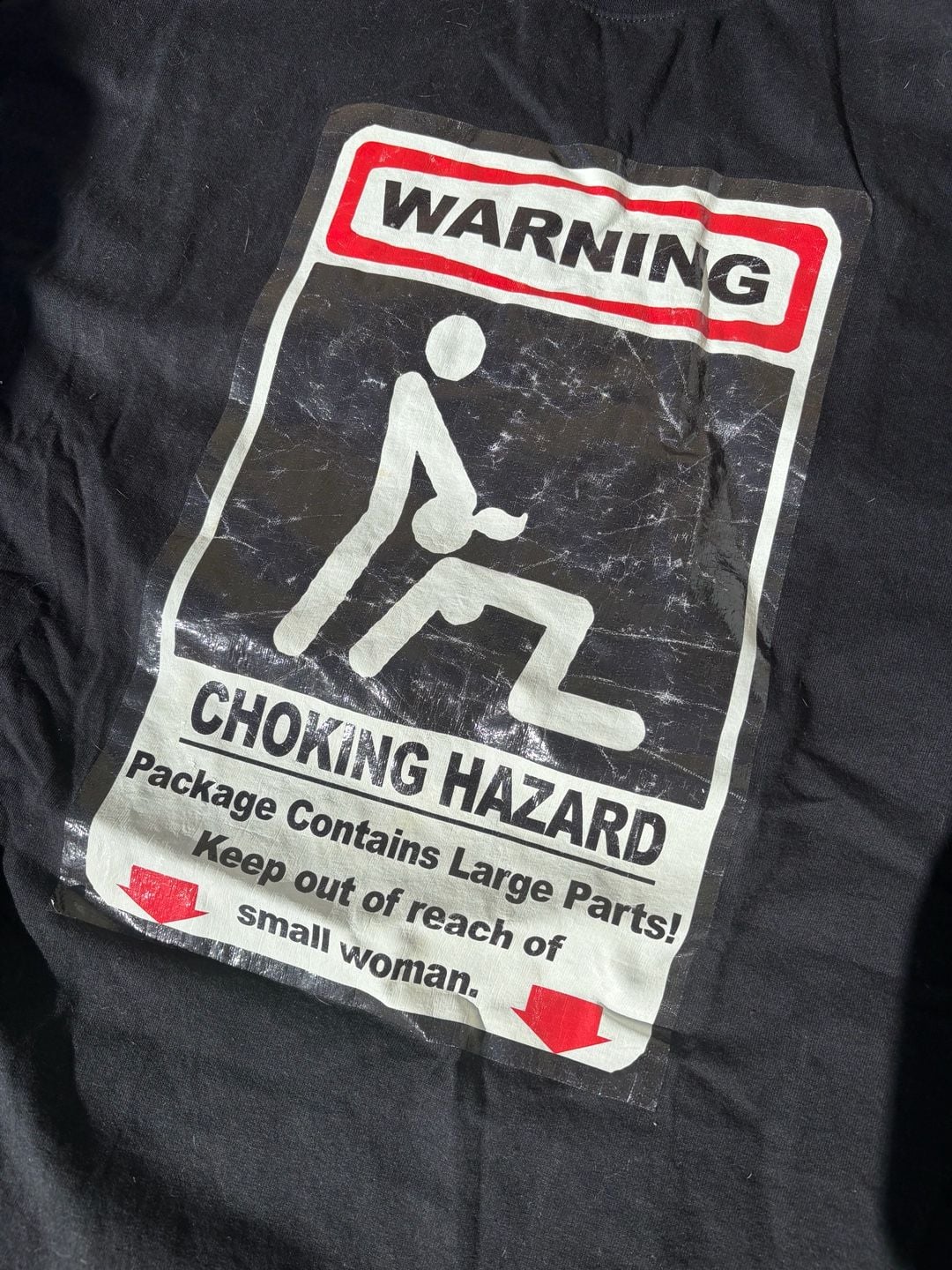Warning Choking Hazard Funny Adult Graphic T-Shirt 2