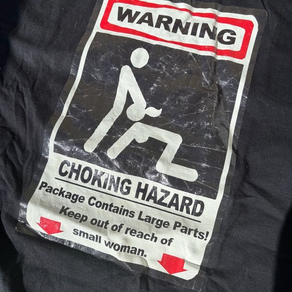 Warning Choking Hazard Funny Adult Graphic T-Shirt
