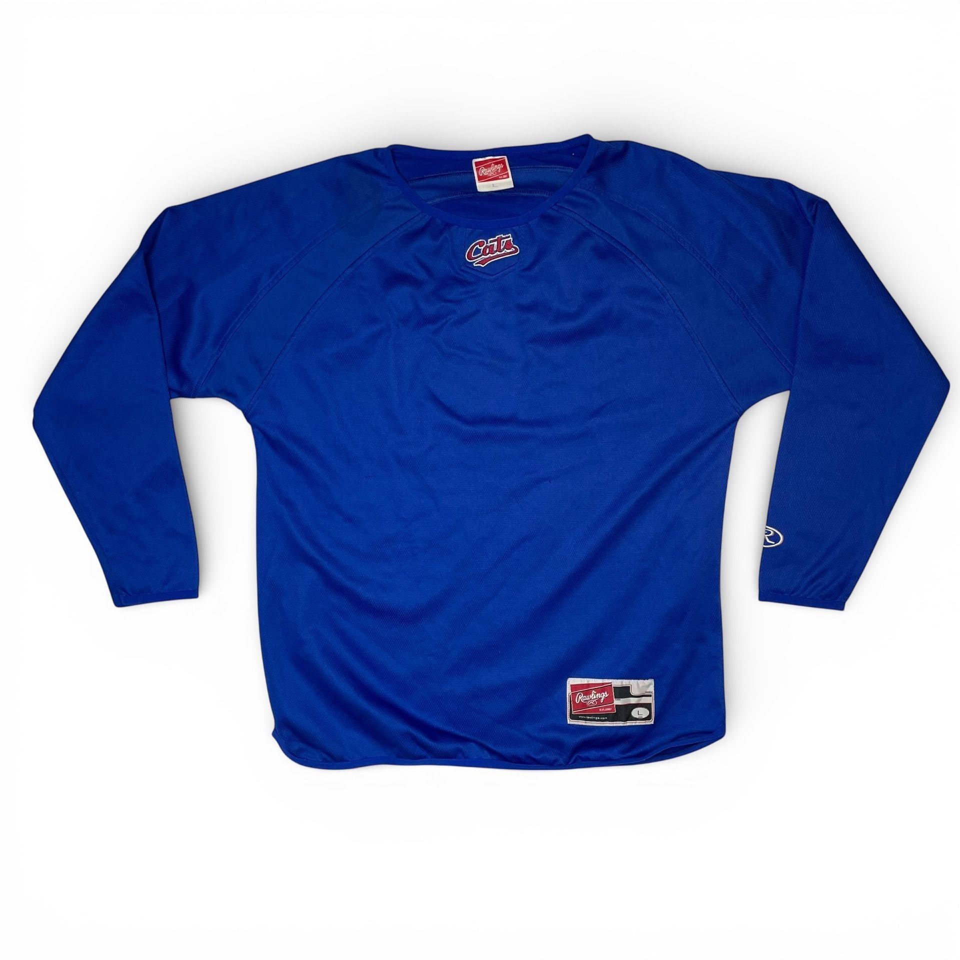 Rawlings Cats Baseball Pullover Jersey Mens L Blue Long Sleeve 2