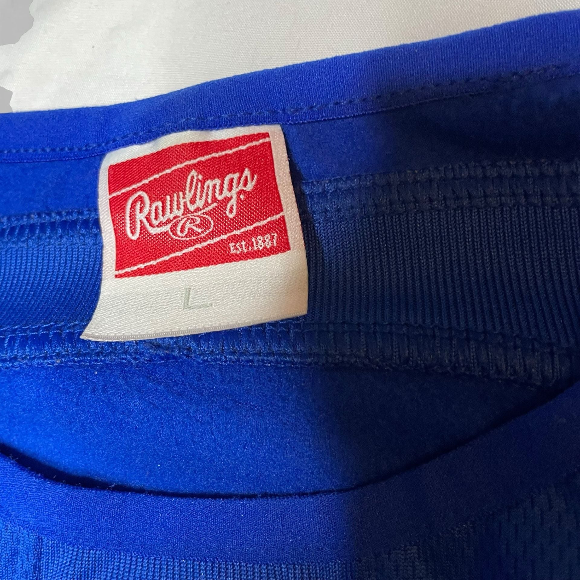 Rawlings Cats Baseball Pullover Jersey Mens L Blue Long Sleeve 6