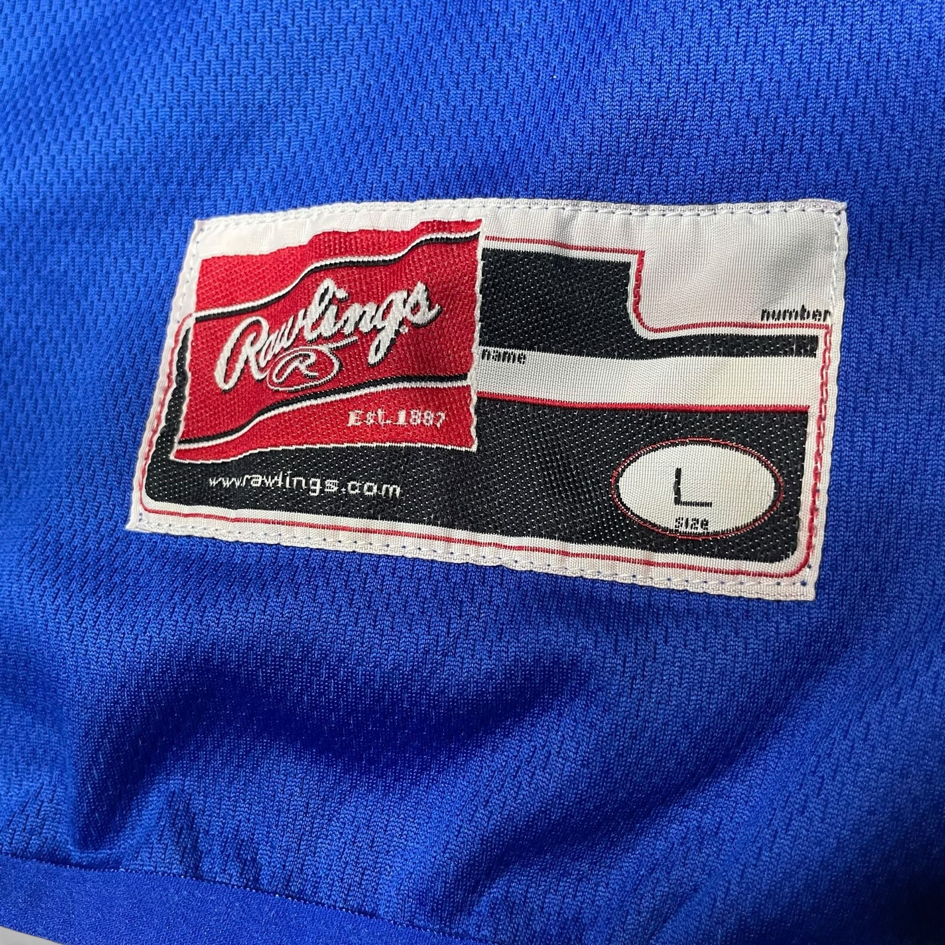 Rawlings Cats Baseball Pullover Jersey Mens L Blue Long Sleeve 7