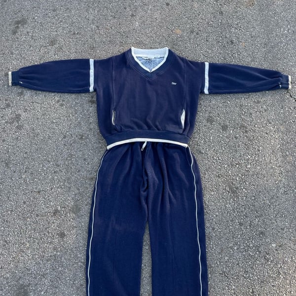 Vintage Christian Dior Monsieur Navy Blue V-Neck Tracksuit Set