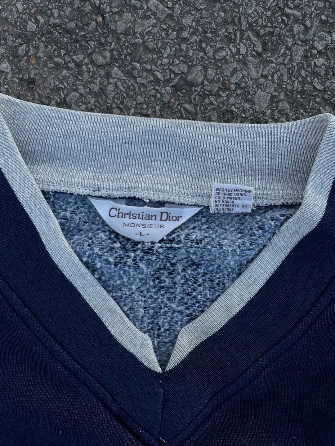 Vintage Christian Dior Monsieur Navy Blue V-Neck Tracksuit Set 2