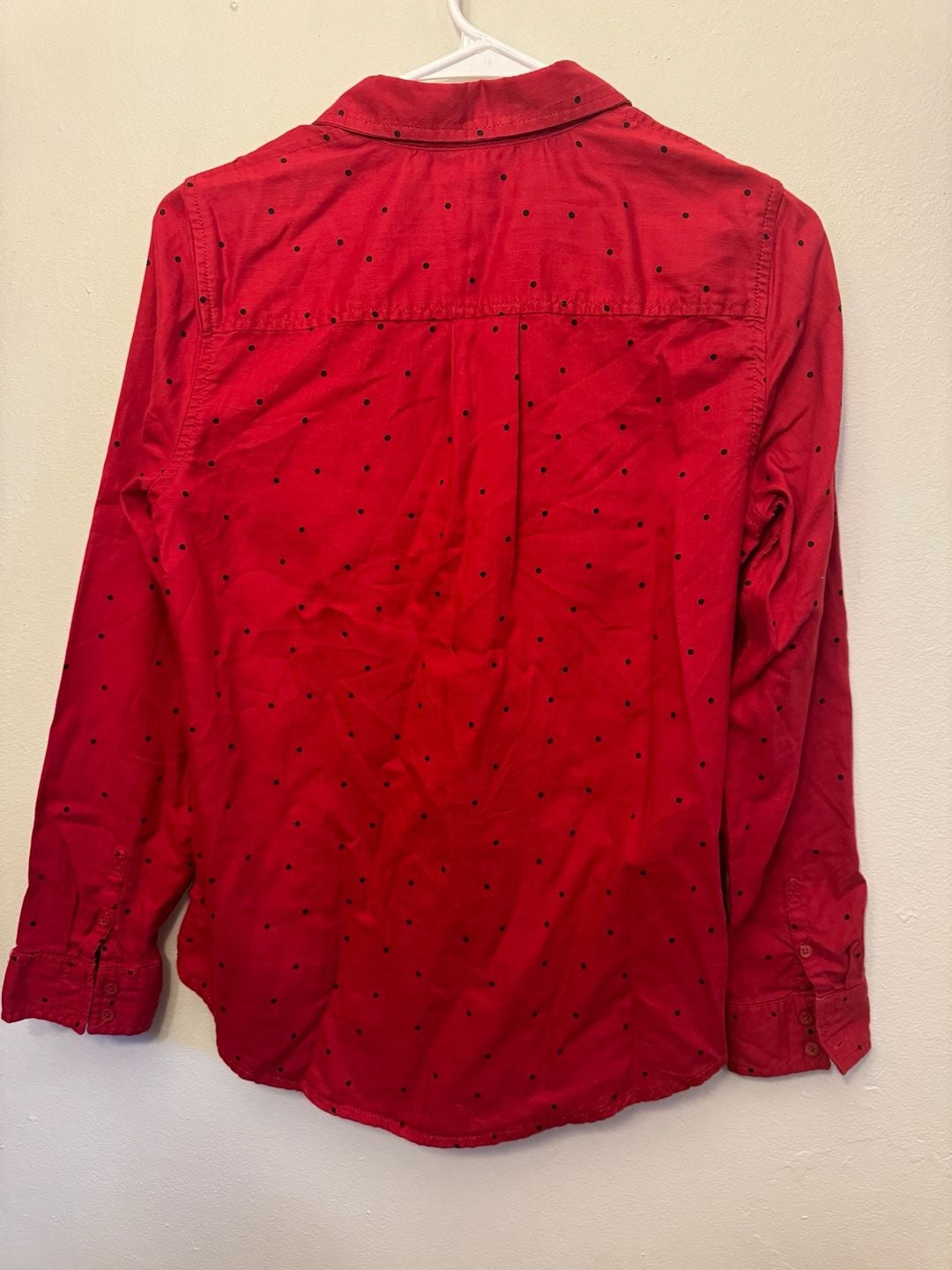 St. John's Bay Red Polka Dot Long Sleeve Button Down Shirt Size S 3