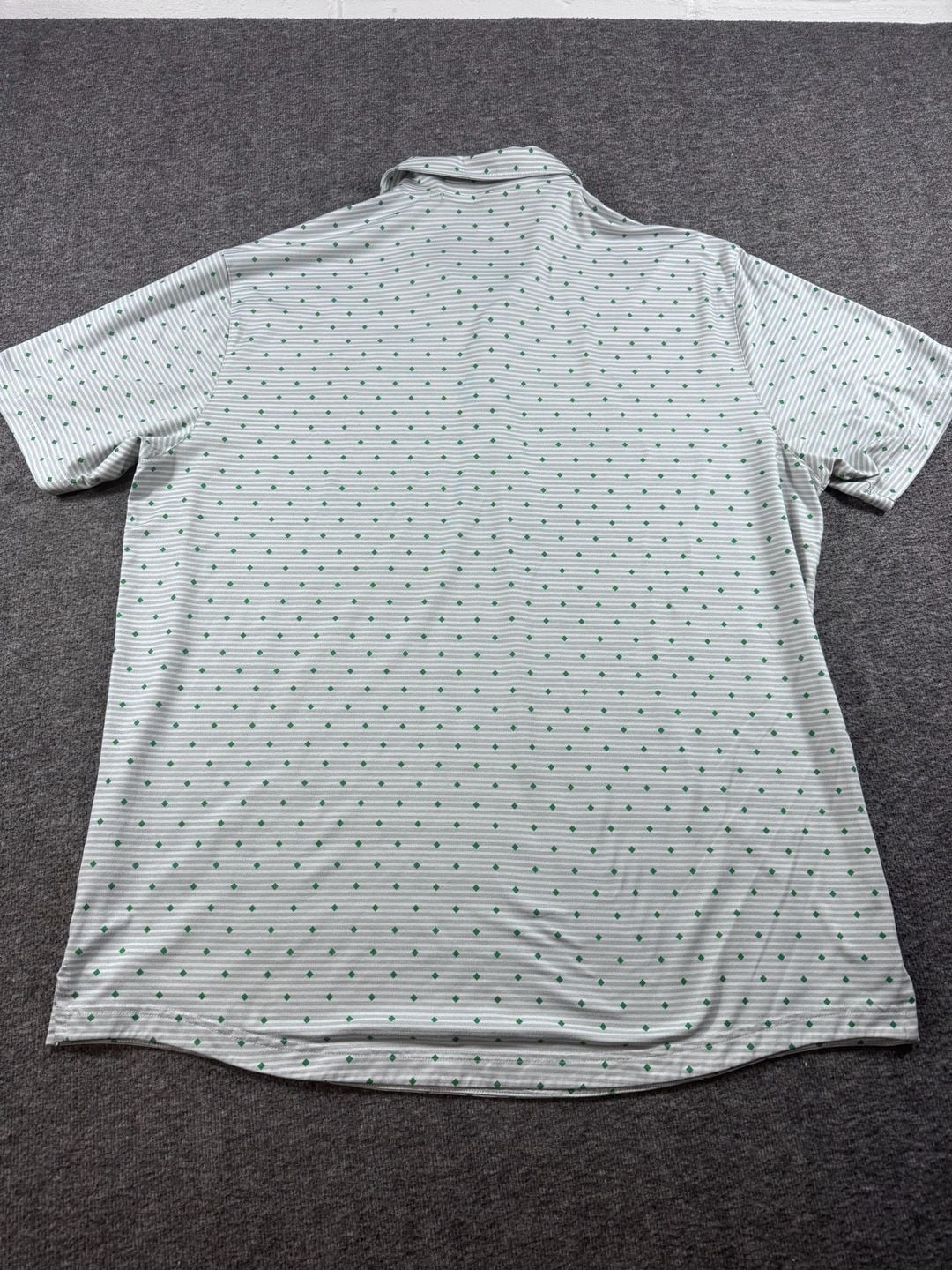 Puma MATTR Spring Season Golf Polo Shirt White Green Striped Diamond Print 7