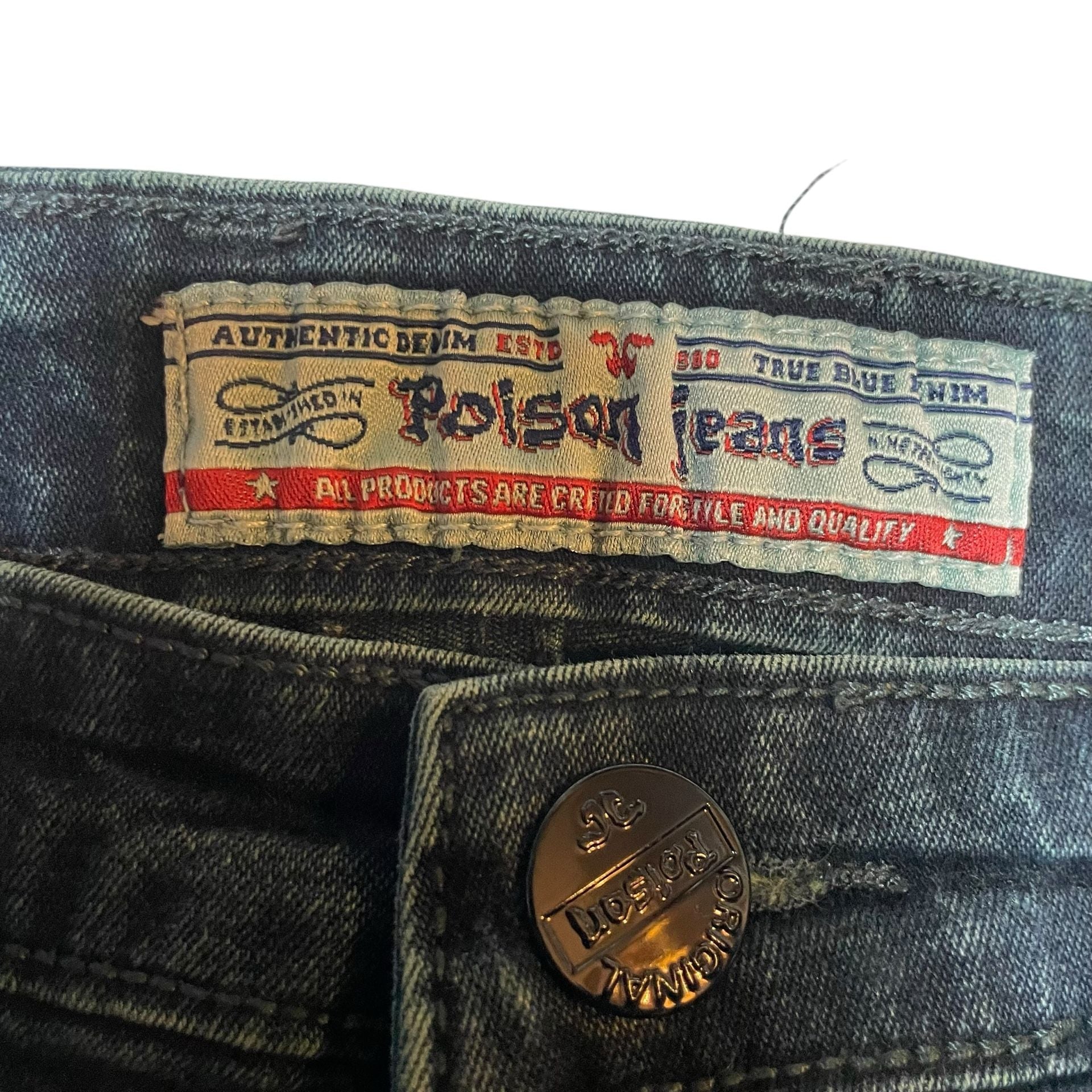 Poison Jeans 500 True Blue Denim Slim Fit Mens 32x34 Dark Wash 3