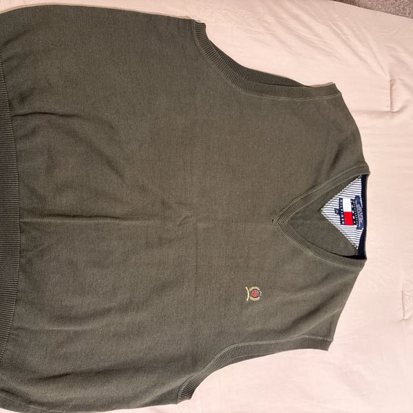Tommy Hilfiger Men's Cotton Sweater Vest Navy Blue XL Runs Small See Photos