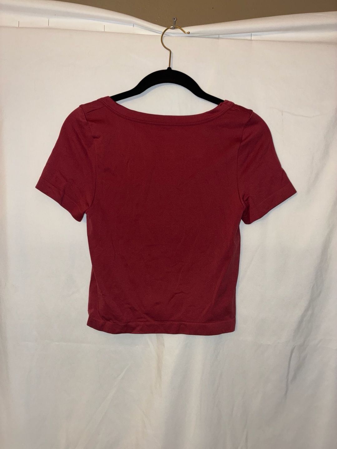 A New Day Women's Short Sleeve Scoop Neck Ribbed Crop Top - Burgundy 3
