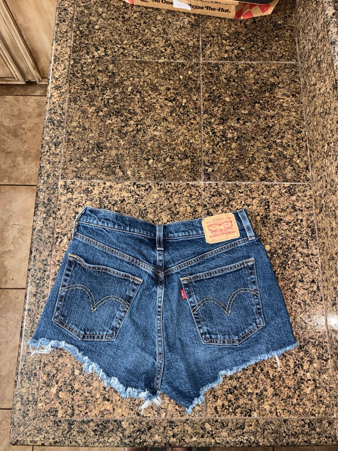 Levi's 501 Original Distressed High Rise Button Fly Denim Cutoff Shorts 3