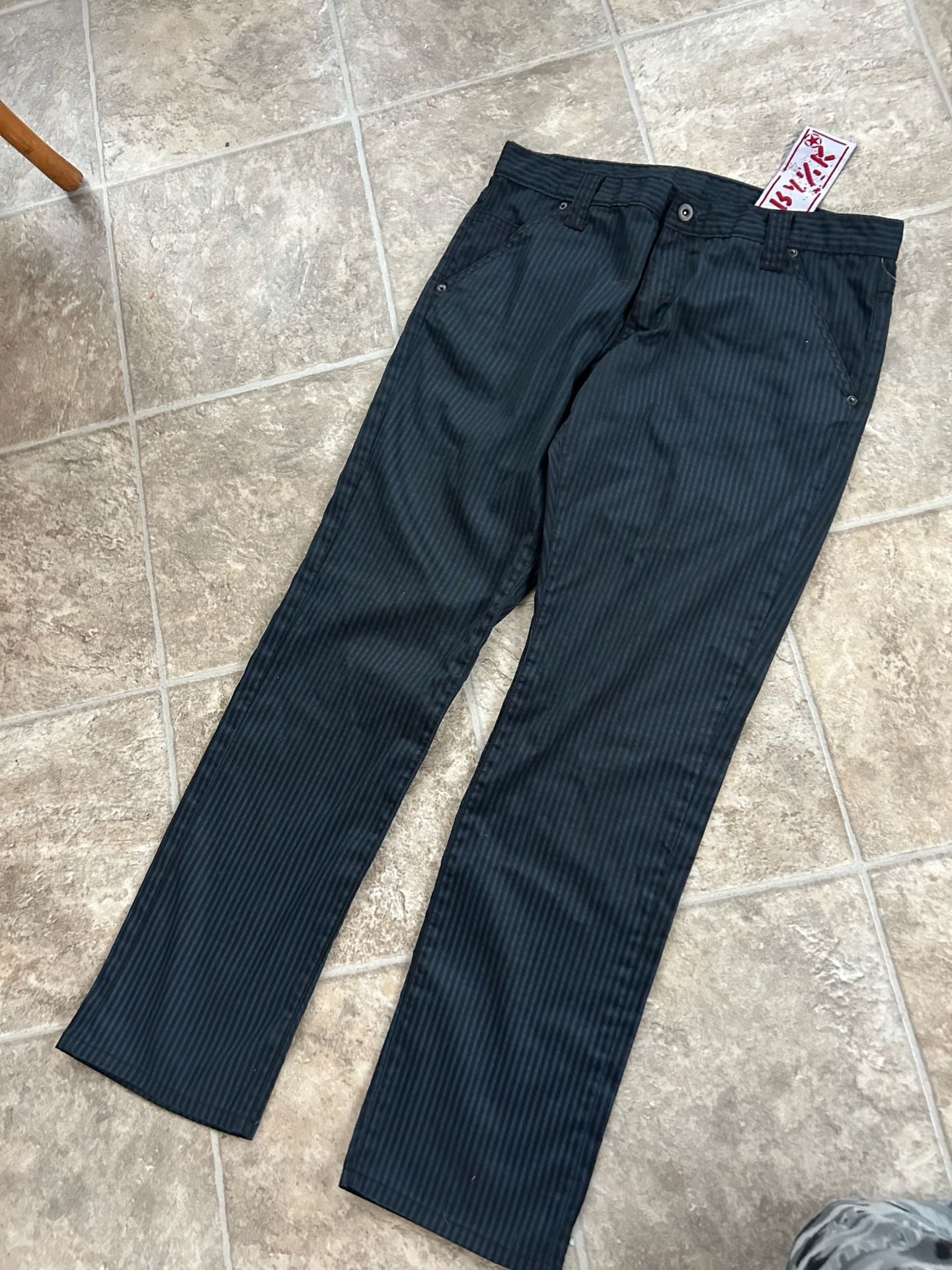 S.W.A.K. Black Pinstripe Y2K Grunge Denim Jeans with Flap Back Pockets 6