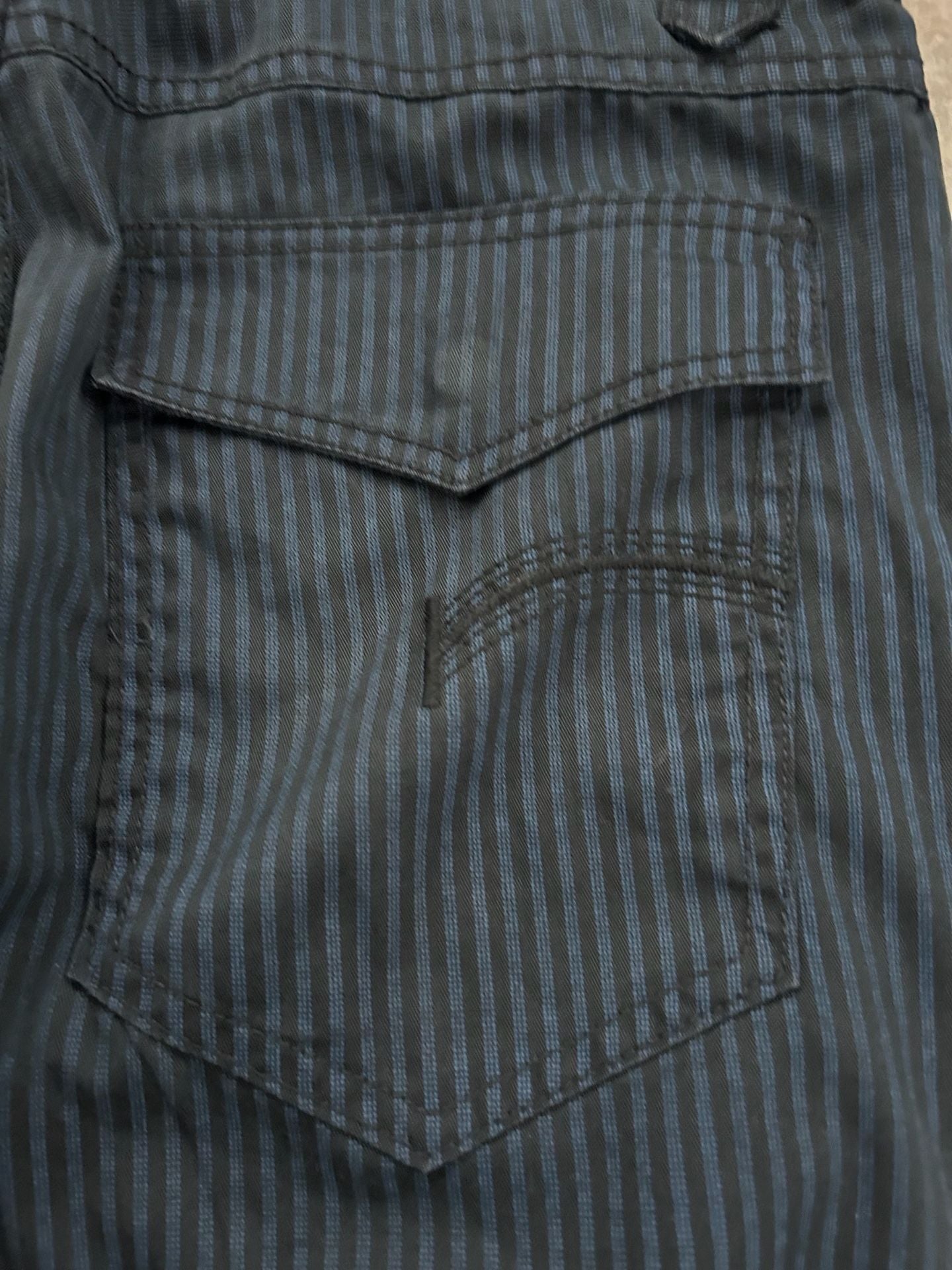 S.W.A.K. Black Pinstripe Y2K Grunge Denim Jeans with Flap Back Pockets 7