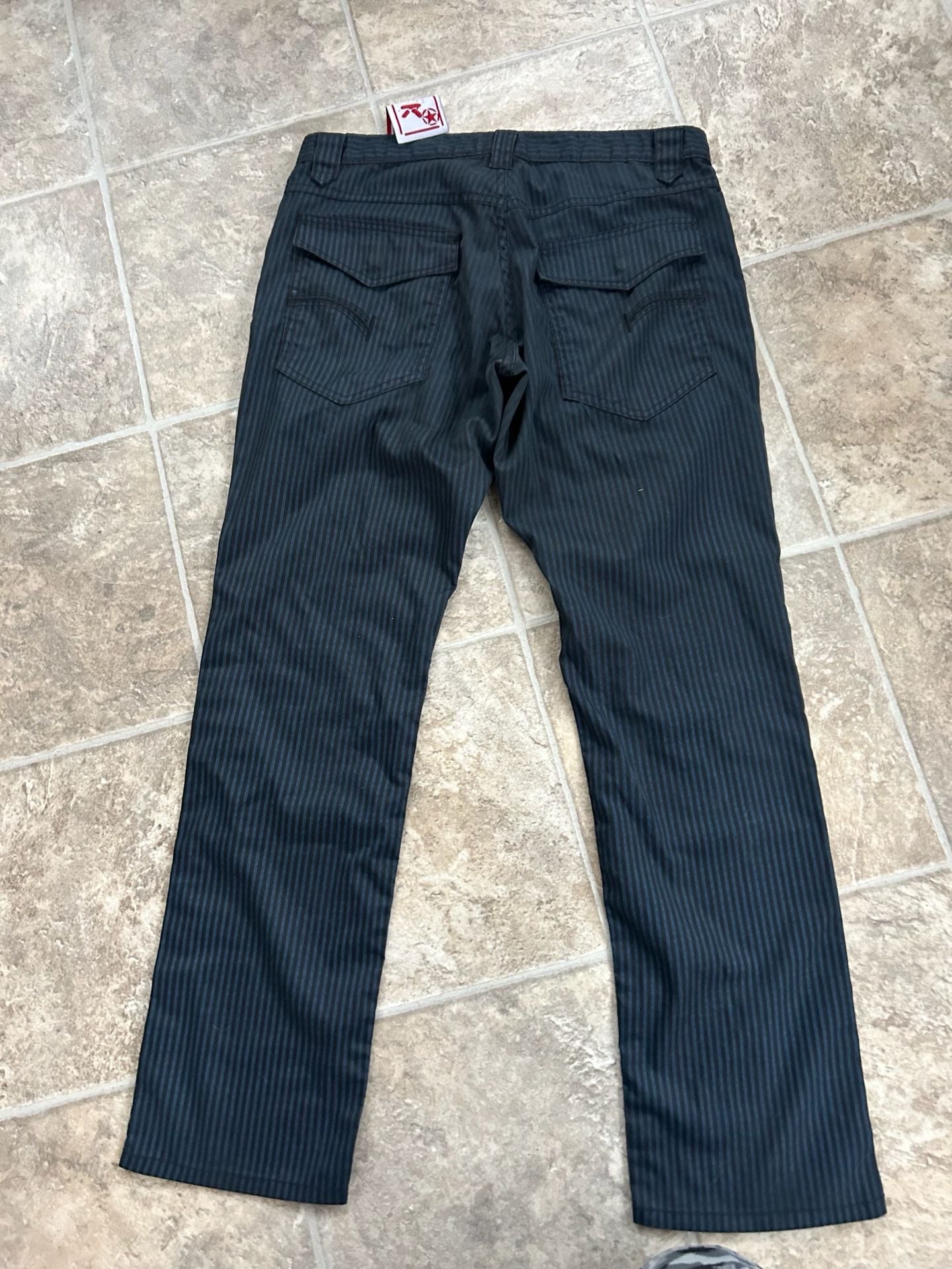 S.W.A.K. Black Pinstripe Y2K Grunge Denim Jeans with Flap Back Pockets 9