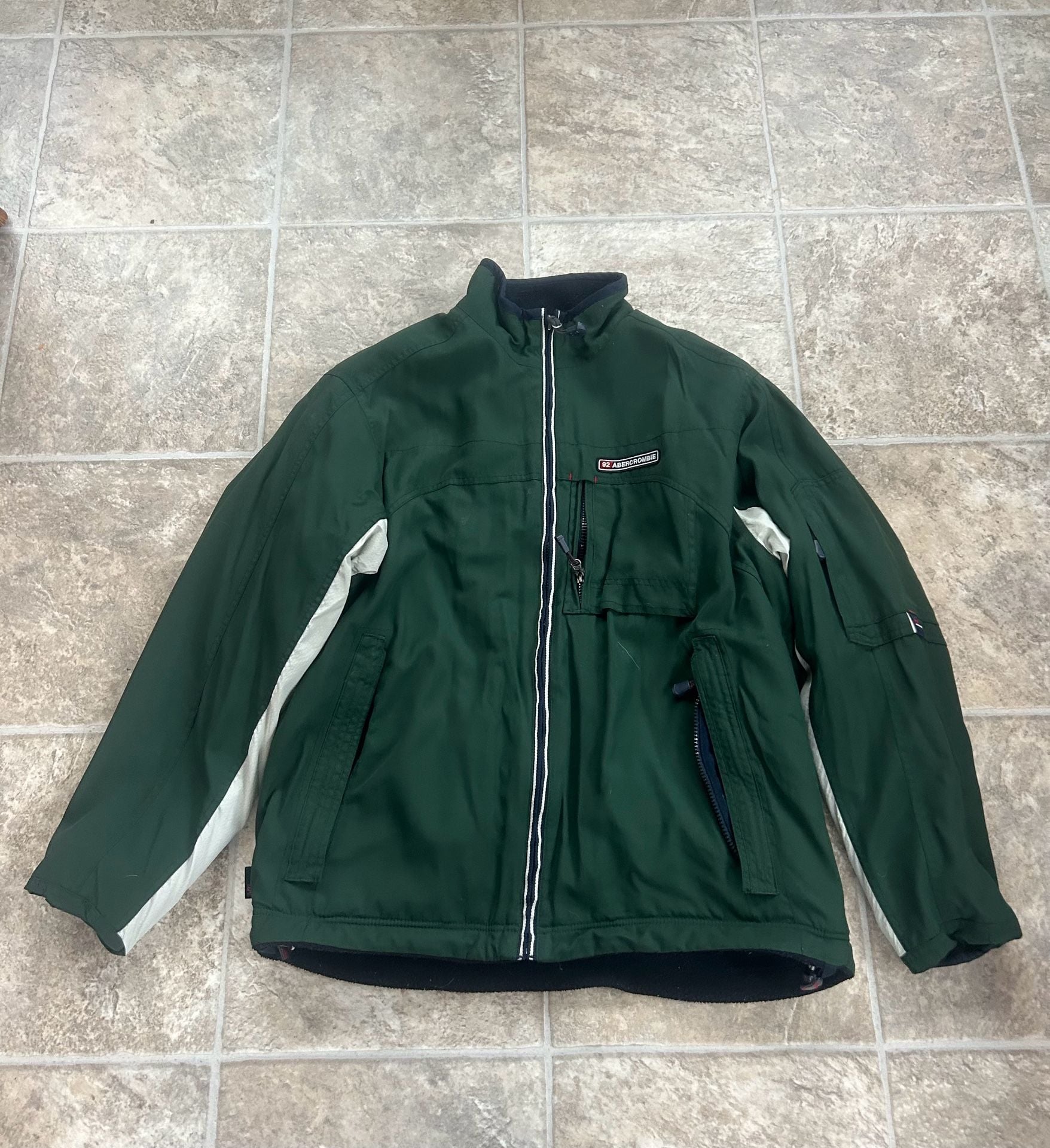 Vintage Abercrombie & Fitch Reversible Fleece Canvas Utility Jacket Green Black 2