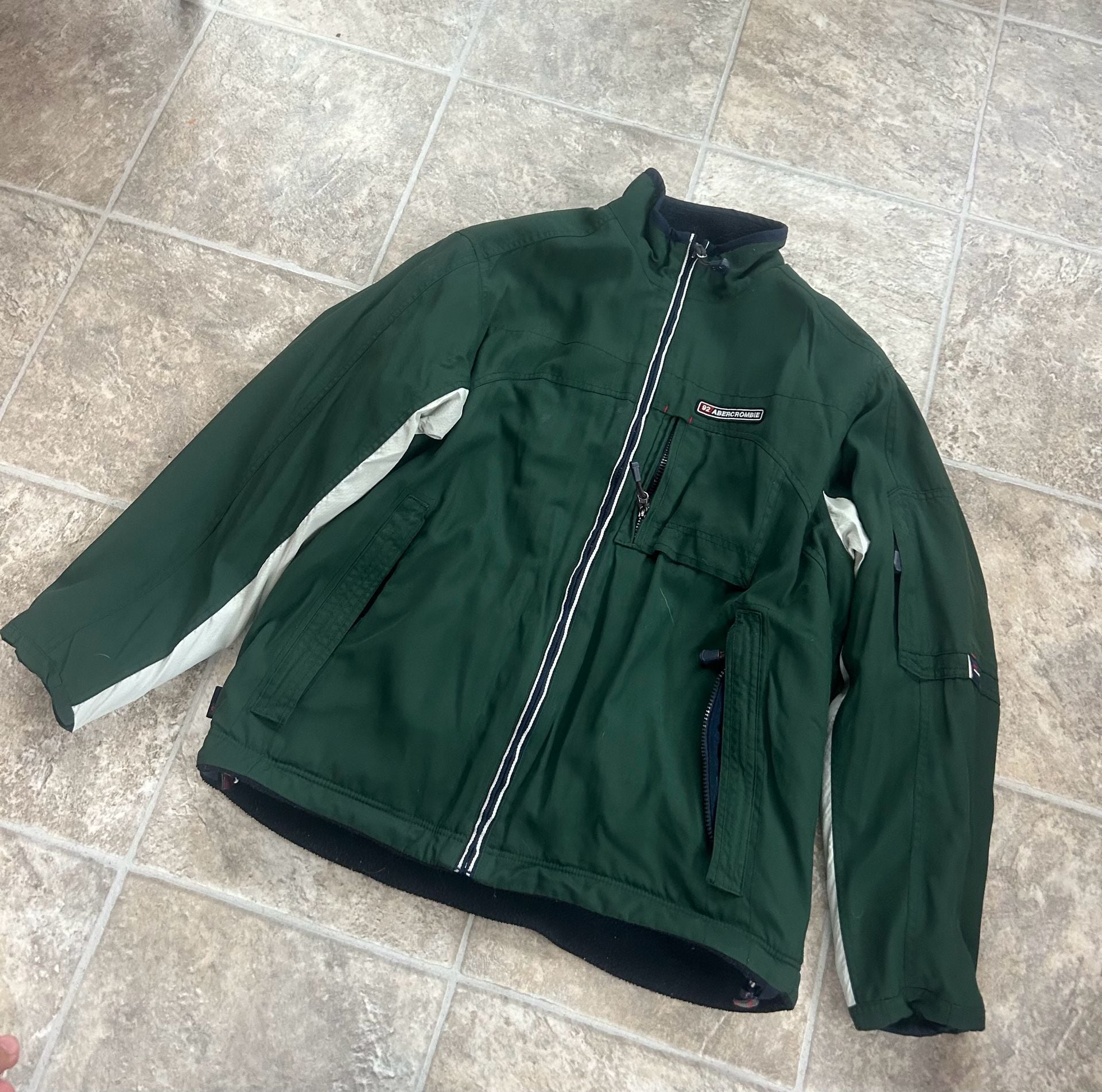 Vintage Abercrombie & Fitch Reversible Fleece Canvas Utility Jacket Green Black 4