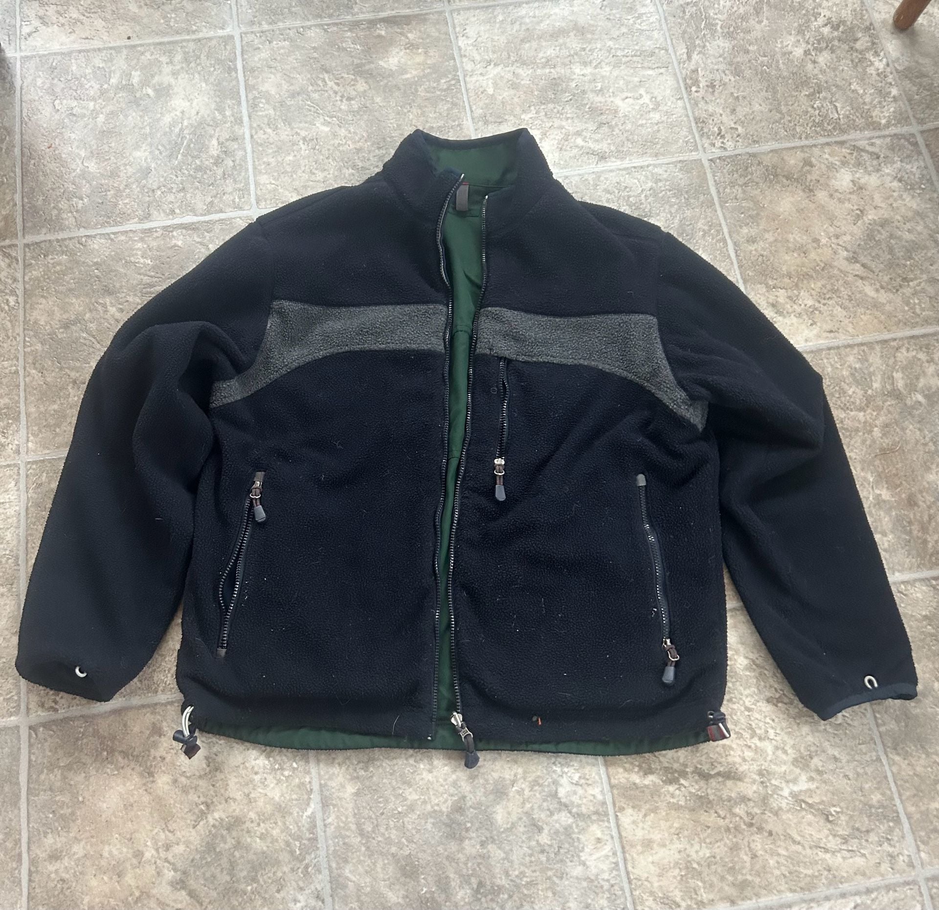 Vintage Abercrombie & Fitch Reversible Fleece Canvas Utility Jacket Green Black 7