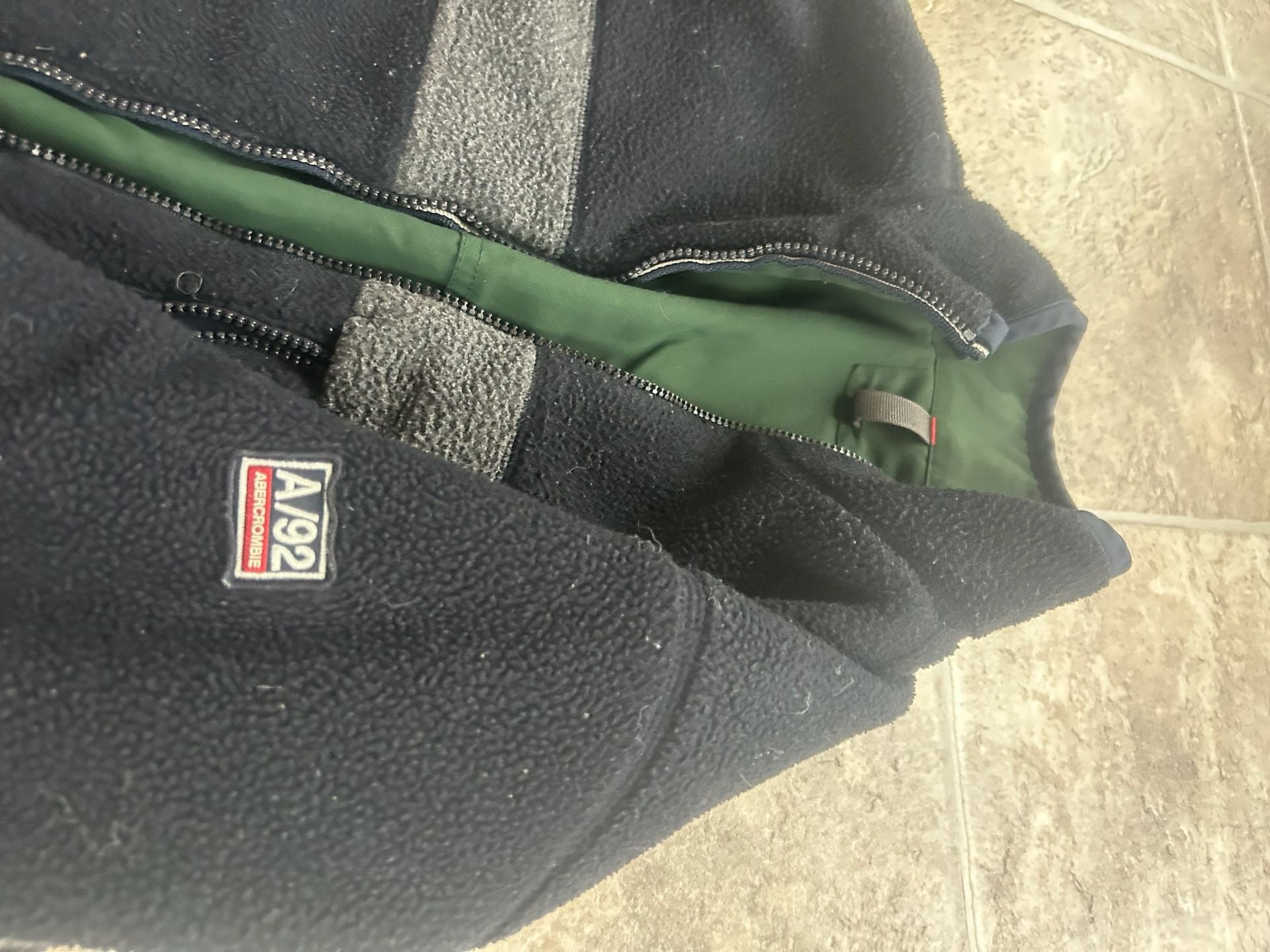 Vintage Abercrombie & Fitch Reversible Fleece Canvas Utility Jacket Green Black 9