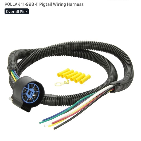Pollak 11-998 4' Pigtail Replacement Wiring Harness for RV 7-Way Socket