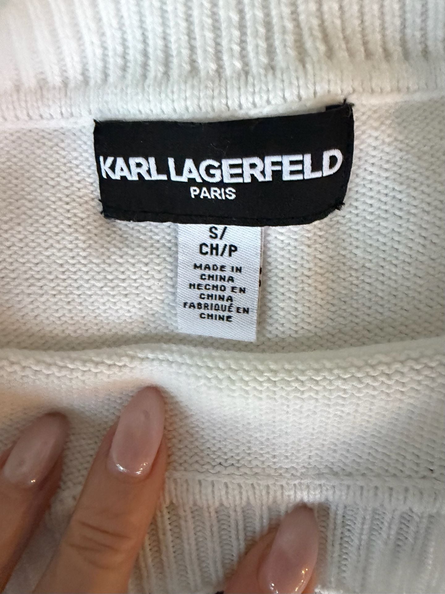 Karl Lagerfeld Paris Women's Bonjour Graphic Knit Crewneck Sweater - Size Small 4
