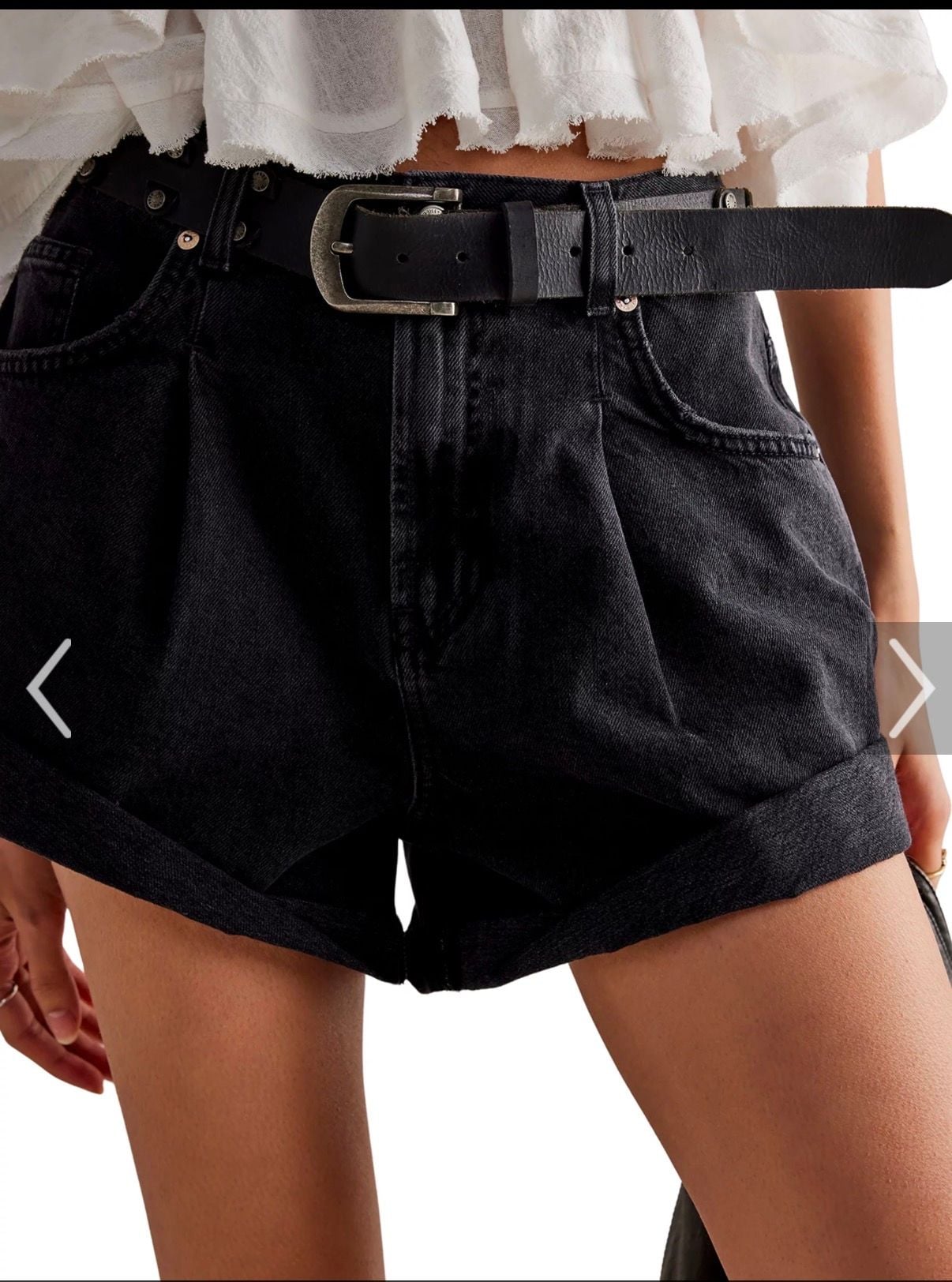 We The Free - Free People - Washed Black Denim Shorts - Size S 5