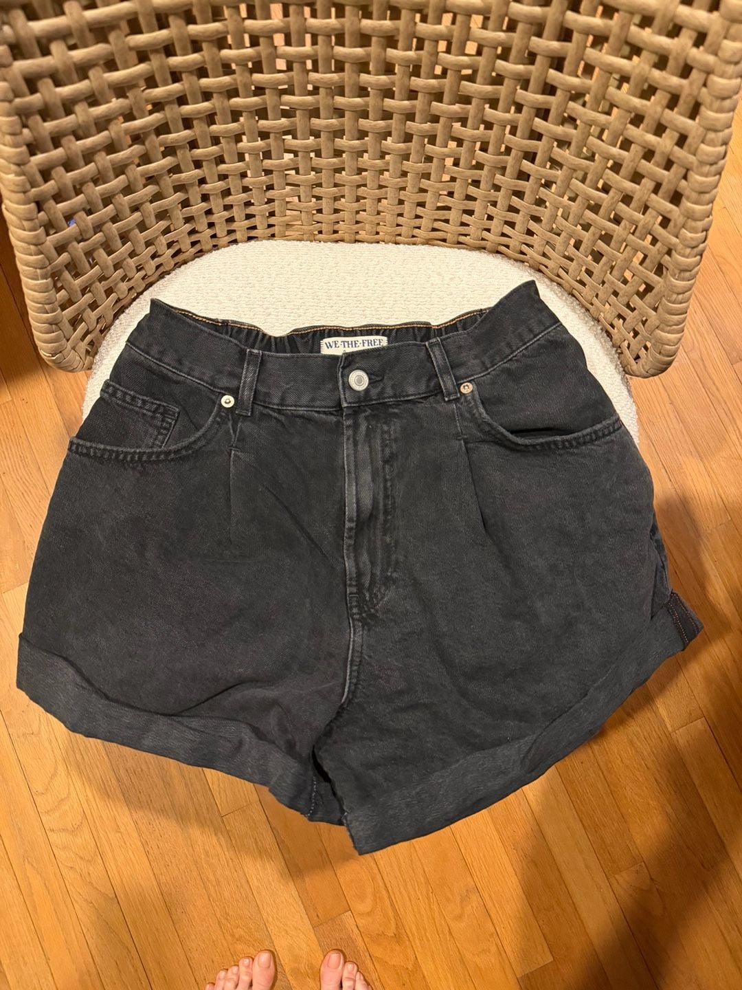 We The Free - Free People - Washed Black Denim Shorts - Size S 7