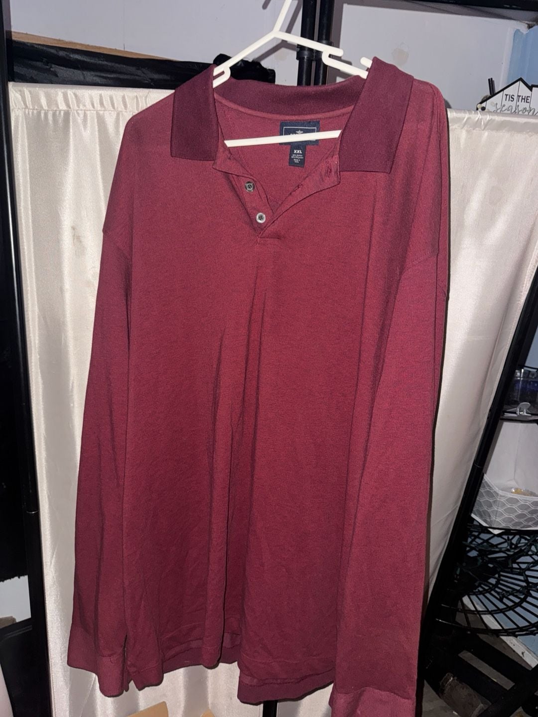 Dockers Men's Maroon Long Sleeve Pique Polo Shirt XXL 2