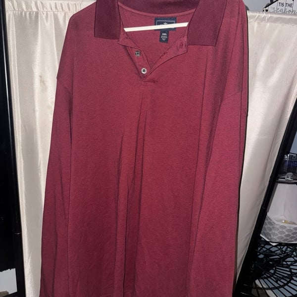 Dockers Men's Maroon Long Sleeve Pique Polo Shirt XXL