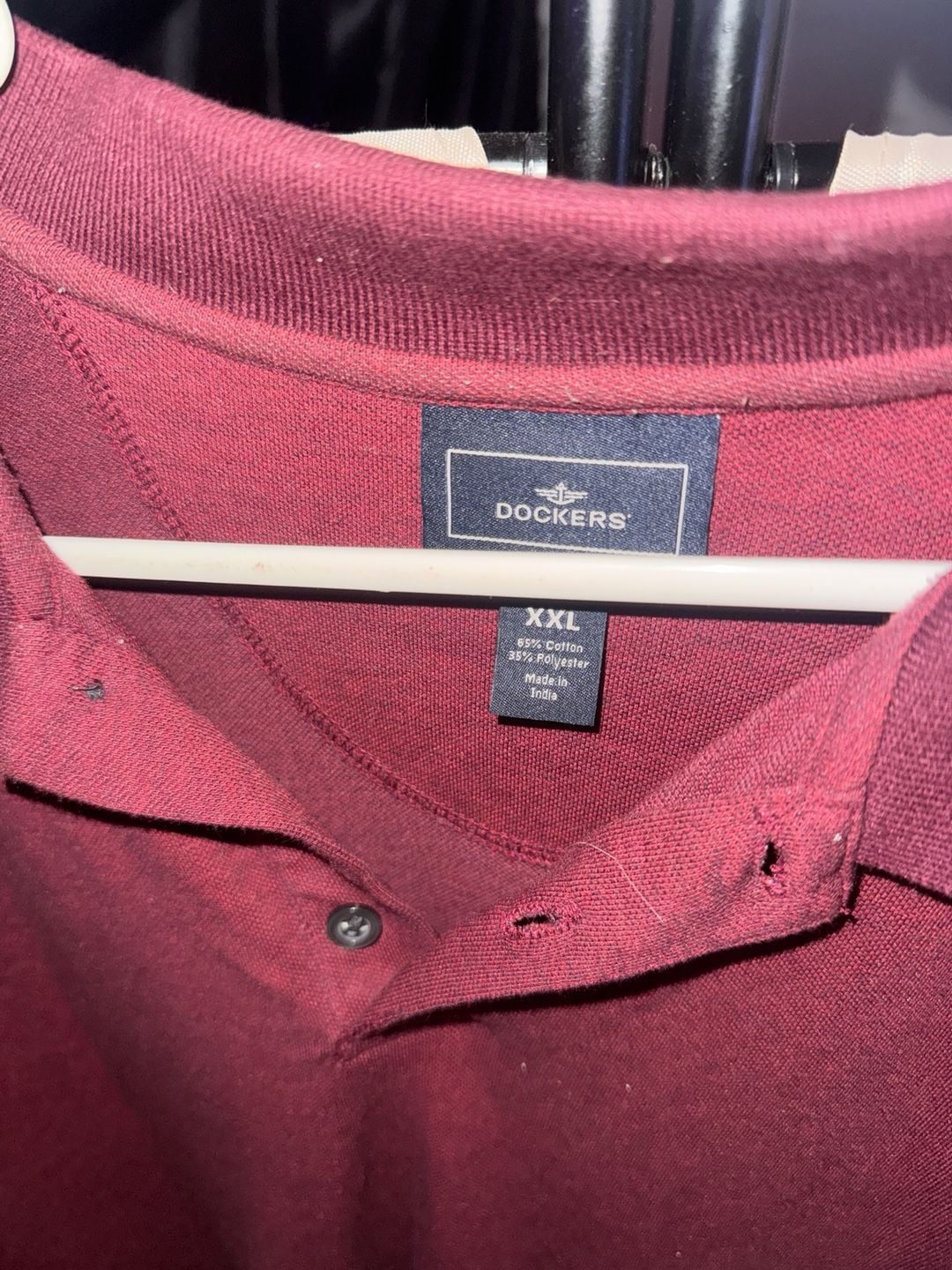 Dockers Men's Maroon Long Sleeve Pique Polo Shirt XXL 3