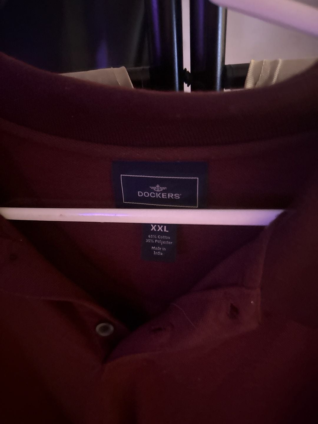 Dockers Men's Maroon Long Sleeve Pique Polo Shirt XXL 4