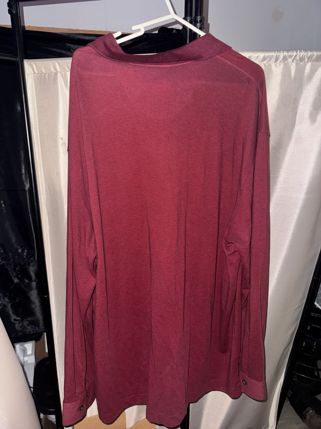 Dockers Men's Maroon Long Sleeve Pique Polo Shirt XXL 5