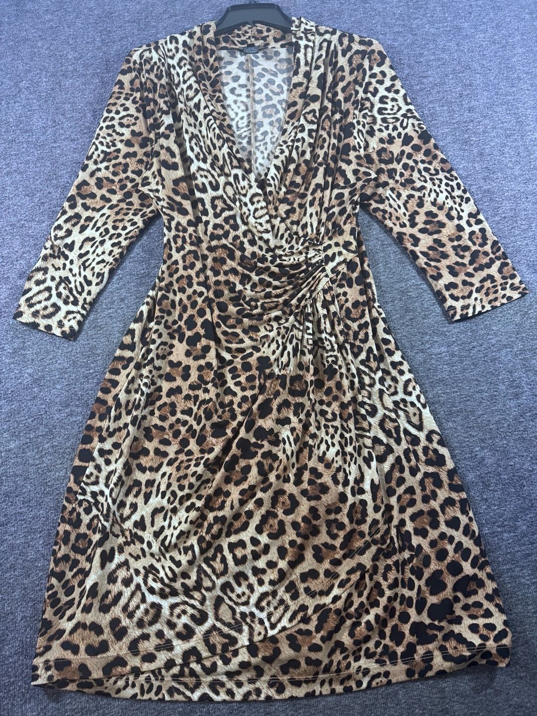 Karen Kane Leopard Print Faux Wrap Midi Dress XL 3