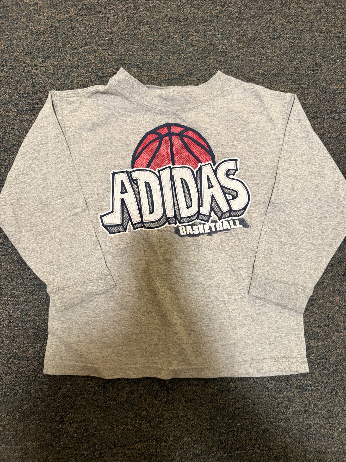 Adidas Boys Gray Long Sleeve Basketball Graphic Tee Size 6 2